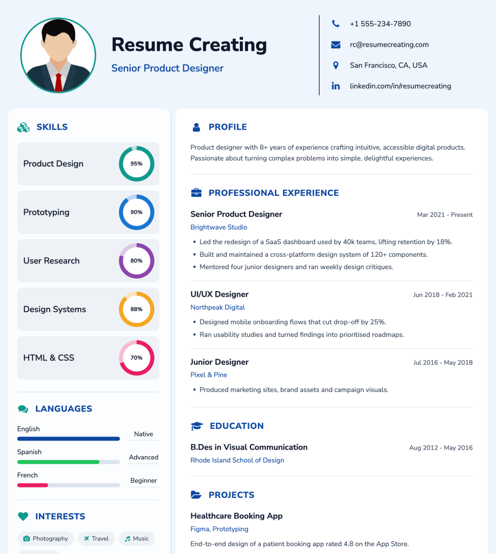 Soft Ring resume template preview